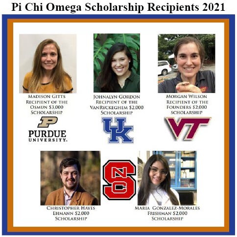 2021 Pi Chi Omega Scholarship Recipients Group Photo 1